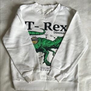 6-8 years H&M White Kids Sweatshirt with Green T-Rex Print